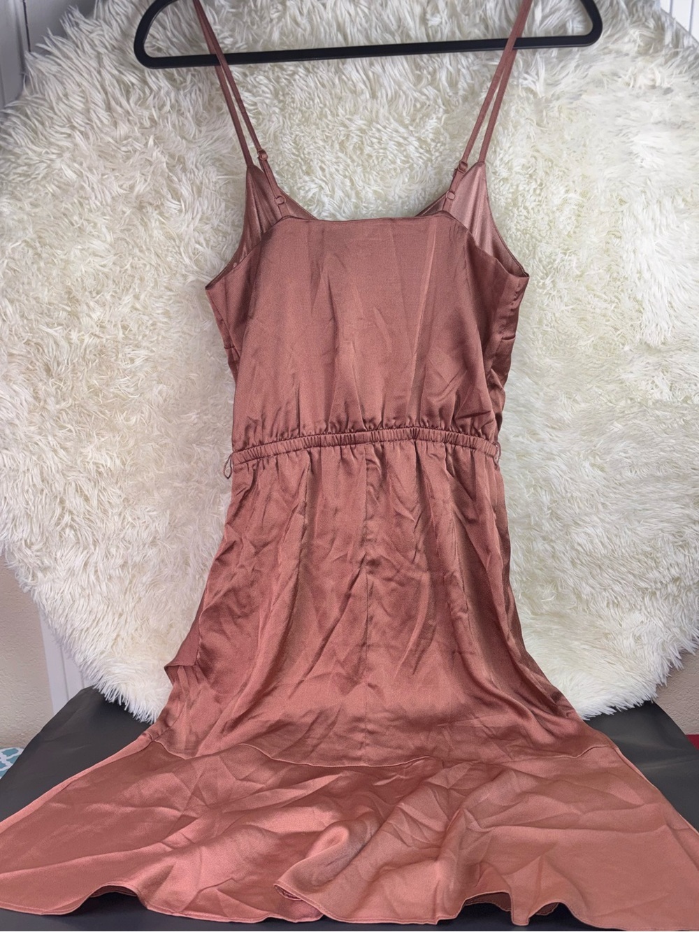NWT LASCANA by VENUS Rust Satin Slip Dress with Spaghetti Straps size 2 - Picture 8 of 15